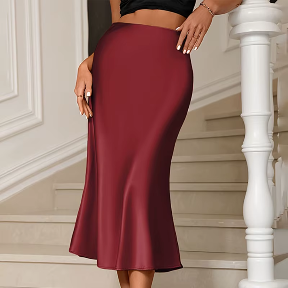 Lilia | Satynowa plisowana spódnica midi z elastycznym pasem | Formalny i stylowy
