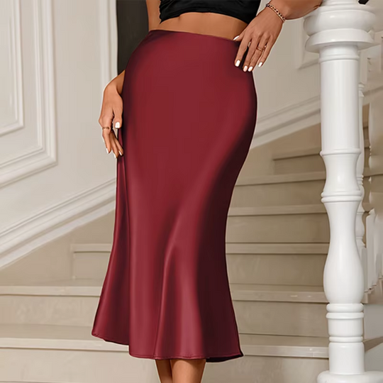 Lilia | Satynowa plisowana spódnica midi z elastycznym pasem | Formalny i stylowy