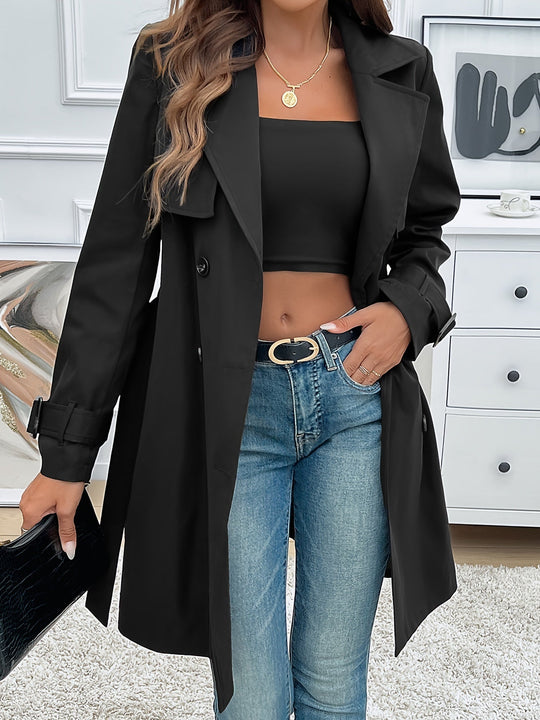 Clarinda | Double-Breasted Mid-Length Trench Coat