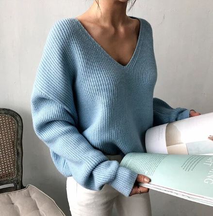 Abby - Stylish Loose V-Neck Oversized Sweater