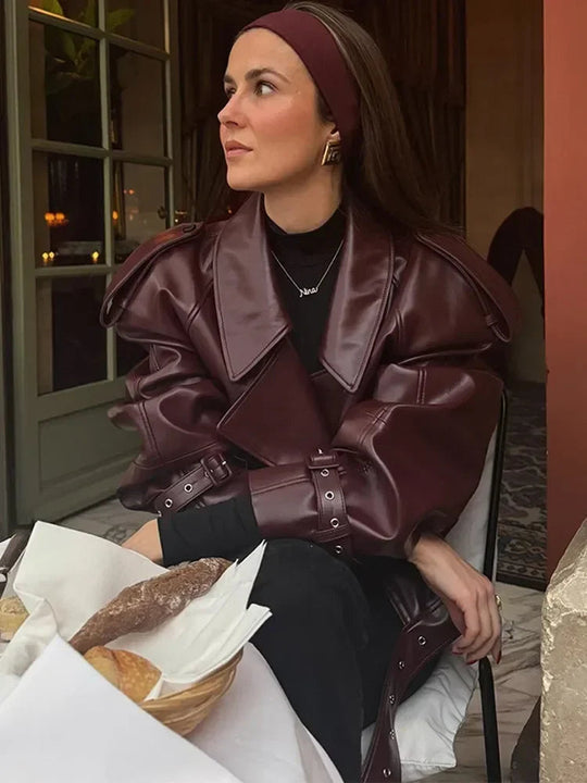 Celrya | Cropped Leather Jacket