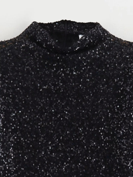 Marivelle | Sequin Mini Dress with Padded Shoulders