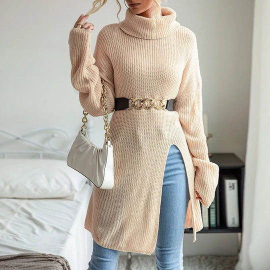 Plain Long-Sleeve Jumper with Side Slits | Simple and Stylish Knitwear