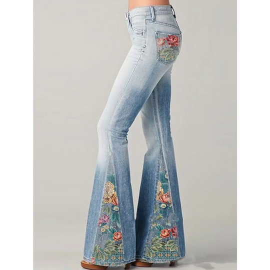 Solara | Flare Jeans with Floral Detail