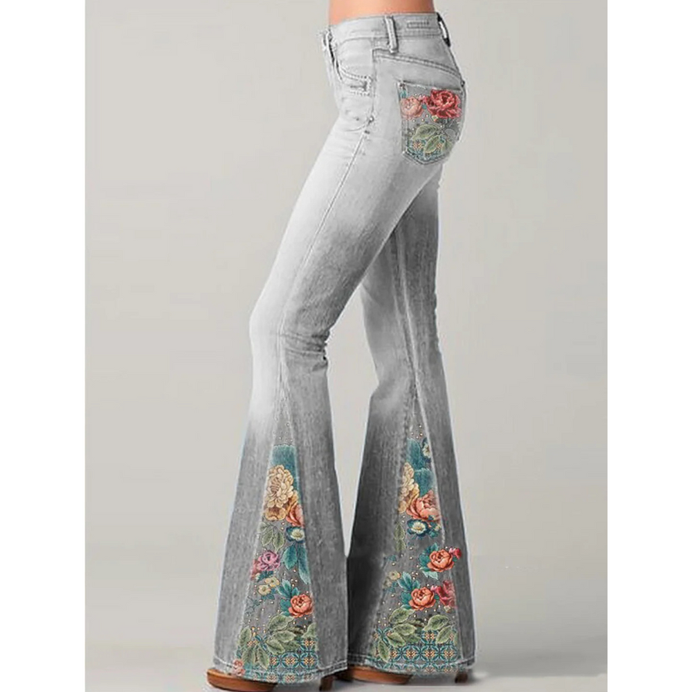 Solara | Flare Jeans with Floral Detail