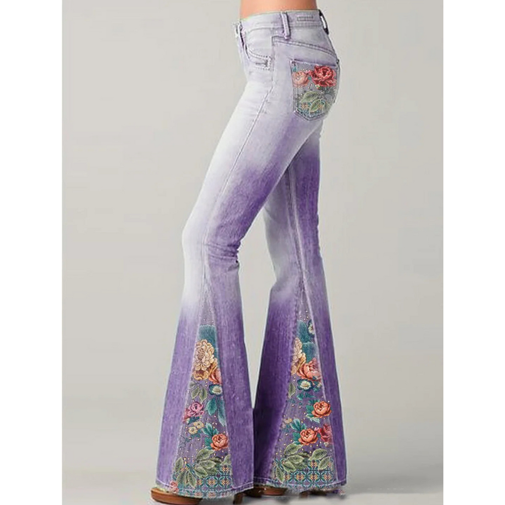 Solara | Flare Jeans with Floral Detail